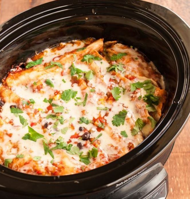 Slow Cooker Enchilada Stack - Skinny Healthy Food