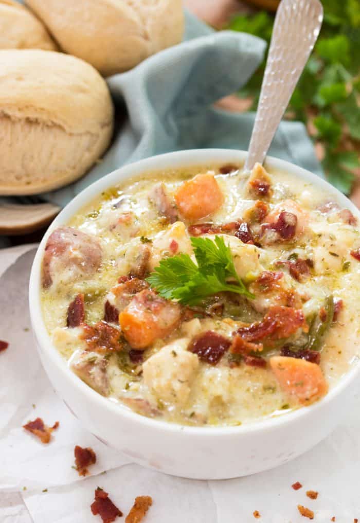 Crock Pot Creamy Chicken Stew - Skinny Healthy Food