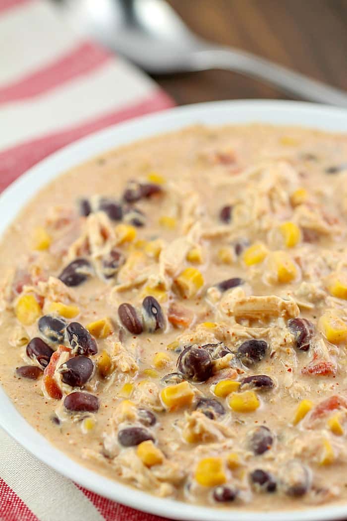 Easy Crock Pot Cream Cheese Chicken Chili - Skinny Healthy Food